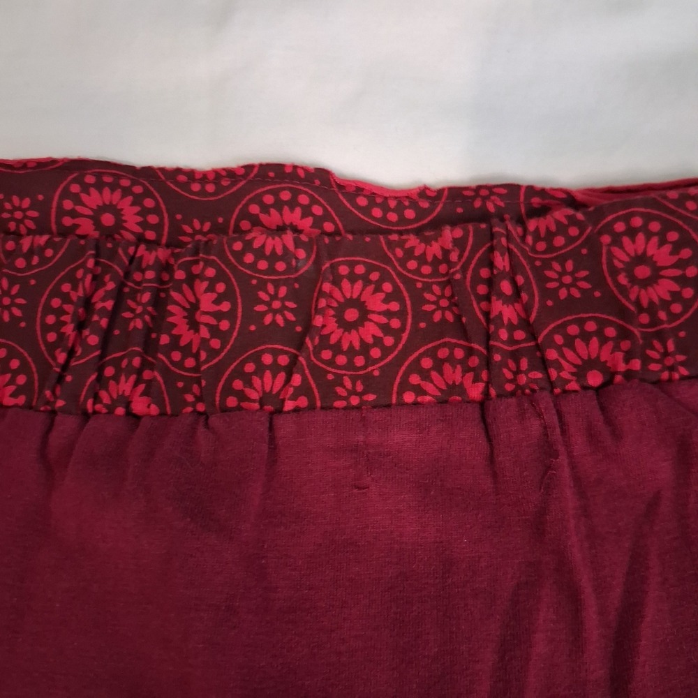 Za Zen Burgundy Red Mandala Print Wrap Skirt Womens Large Boho Midi Side Pocket - Picture 13 of 15